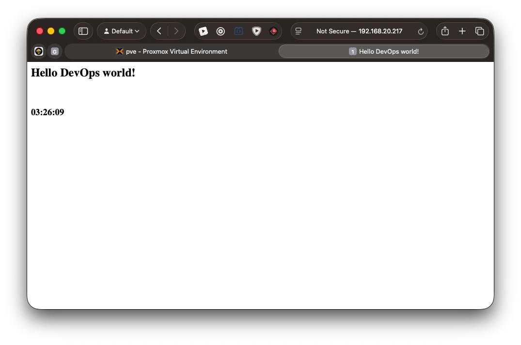 Страница Hello DevOps world по HTTPS с самоподписанным сертификатом